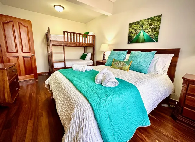 Bedroom 3 — queen bed + bunk (twins) — The Main House, Bella Vista Private Resort Costa Rica